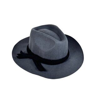 NWT Magid Hats Wide Brim Hat 100% Wool Felt Gray Black Tie Cowgirl Western
